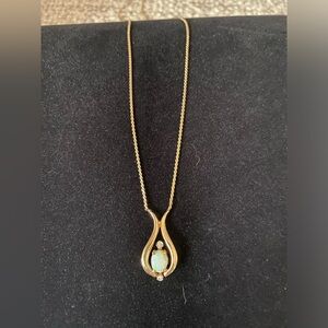 14k 16” yellow gold opal necklace